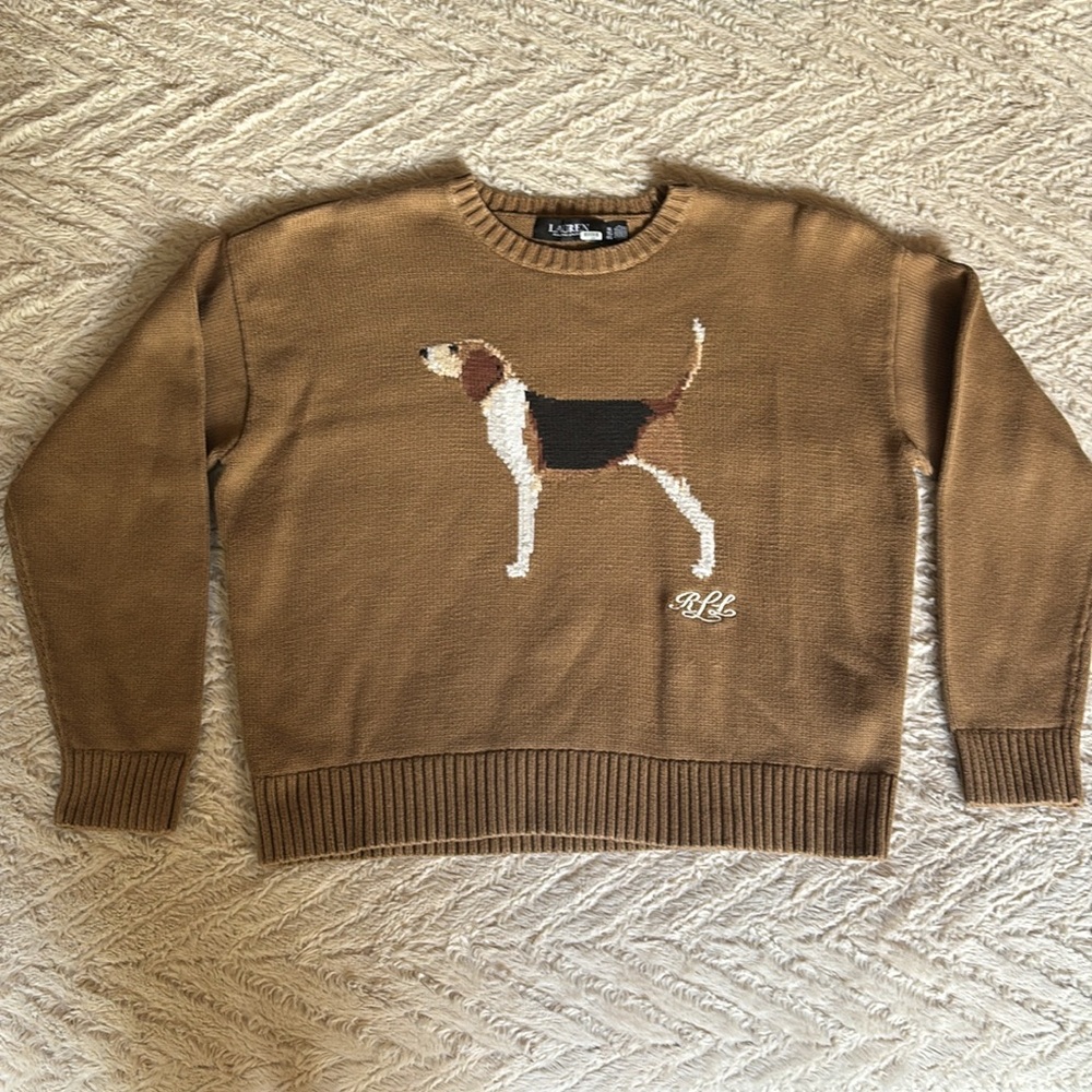 Ralph Lauren Brown Dog Sweater XL